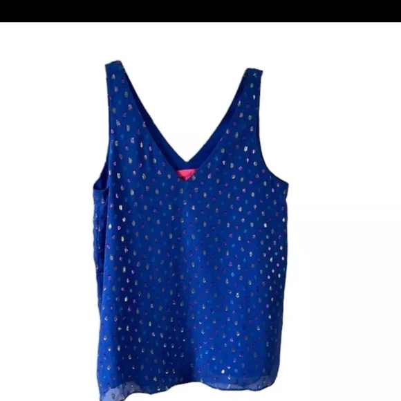 Lilly Pulitzer Blue Sleeveless Tank Top with Eyelet Pattern - Picture 1 of 3